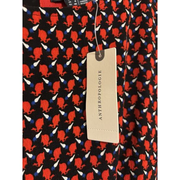 Maeve Anthropologie Dress 8 Red Floral Fit & Flare Short Sleeve - Picture 4 of 11